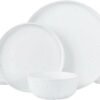 12 Piece Plates and Bowls Set, Speckled Dinnerware Sets for 4, Matte Dish Set, Microwave and Dishwasher Safe, tableware