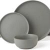 12 Piece Plates and Bowls Set, Speckled Dinnerware Sets for 4, Matte Dish Set, Microwave and Dishwasher Safe, tableware