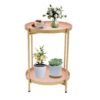 2-Tier End Table Folding Metal Round Side Table with Removable Tray for Living Room (Black/Gold/Golden Pink)