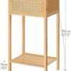 Bamboo Side Table with Charging Station, Rattan Nightstand with Drawer, Tall End Table with USB Ports and Outlet, Narrow Bedside Table, for Living Room, Bedroom, Hallway, Natural YL109UBZ01