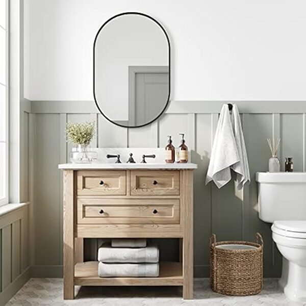 415Z3hXyFjL._AC_UY879.jpg 24x36 Black Oval Mirror, Metal Framed Mirror for Wall, Wall-Mounted Bathroom Vanity Mirrors