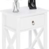 White bedside table, small bedside table with drawers and shelves, farmhouse bedside table bedroom, coffee table, bedside table, white side table with rustic handles, suitable for small spaces, dormitories, children's room, living room