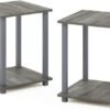 Simplistic Set of 2 End Table, Espresso/Black