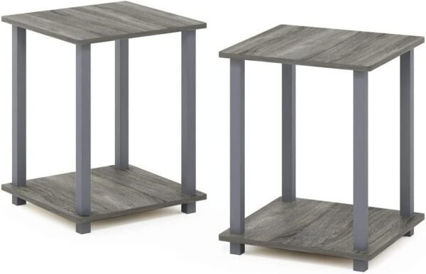 Simplistic Set of 2 End Table, Espresso/Black