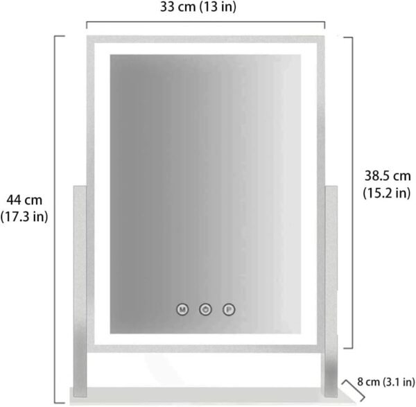 Lighted Makeup Mirror, Hollywood Vanity Mirror with Lights, Three Color Lighting Modes, and 5X Magnification Mirror, Smart Touch Control, 360°Rotation (15.2in. White)