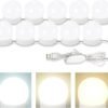 Consciot LED Vanity Lights For Mirror, Hollywood Style Vanity Lights With 10 Dimmable Bulbs, Adjustable Color & Brightness, USB Cable, Mirror Lights Stick on for Makeup Table Dressing Room, White
