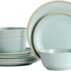 Melamine Dinnerware Sets, Plates and Bowls Sets 12 Pcs, Melamine Plates, Dish Set for 4, Unbreakable Dinnerware Set for Party, BPA Free, Suitable Indoors and Outdoors (Mint Green)