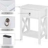 White bedside table, small bedside table with drawers and shelves, farmhouse bedside table bedroom, coffee table, bedside table, white side table with rustic handles, suitable for small spaces, dormitories, children's room, living room