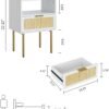 Rattan Nightstand, Drawer Dresser for Bedroom, Small Side Table with Drawer, Bedside Furniture, Night Stand, End Table with Gold Frame for Bedroom, Living Room, White