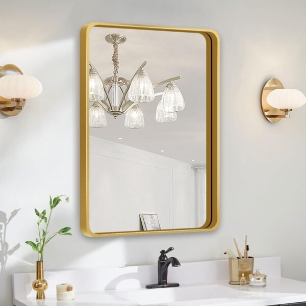 22x30 Inch Black Bathroom Mirror - Metal Frame Rectangle Vanity Mirror for Wall - Ideal for Bathroom, Living Room, Bedroom, and More - Hanging Horizontal or Vertical