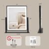Vanity Mirror with Lights,16"×14" Makeup Mirror with Light Smart Touch Control Dimmable 3 Modes Lighted LED Mirror 360°Rotation Black