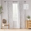 100% Blackout Floral Curtains 96 Inches Long, Printed Flower Sage Green Blackout Curtains for Bedroom Rod Pocket Back Tab Full Blackout Curtains Thermal Insulated Window Drapes, 2 Panels
