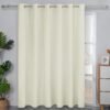 Linen Textured 100% Blackout Curtain 100x96 Inch Extra Wide Patio Sliding Door Curtain Solid Thermal Insulated Room Curtain for Bedroom, Living Room (1 Panel, White)
