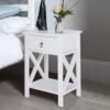 White bedside table, small bedside table with drawers and shelves, farmhouse bedside table bedroom, coffee table, bedside table, white side table with rustic handles, suitable for small spaces, dormitories, children's room, living room