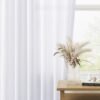 Pure White Linen Curtains 90 Inch Length for Living Room Bedroom 2 Panels Set Rod Pocket Light Filtering Semi Sheer Window Curtains 52 Inch Width Boho Farmhouse Linen Drapes, W52xL90