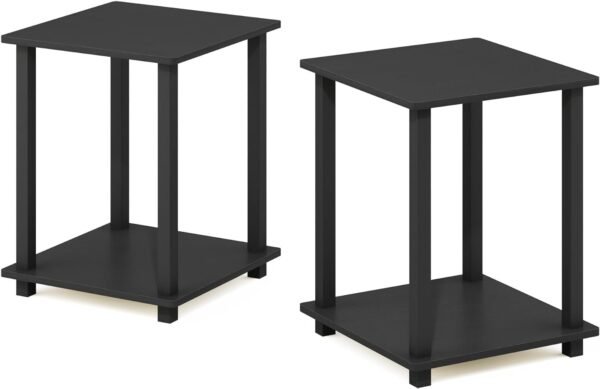 Simplistic Set of 2 End Table, Espresso/Black