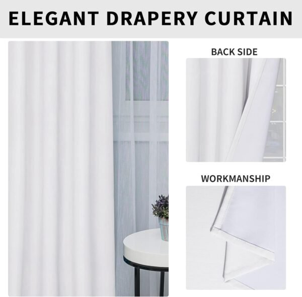 Linen Textured 100% Blackout Curtain 100x96 Inch Extra Wide Patio Sliding Door Curtain Solid Thermal Insulated Room Curtain for Bedroom, Living Room (1 Panel, White)