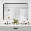 Arched Wall Mirror 20x30 Inch, Black Arch-top Bathroom Vanity Wall Mounted Mirror, Bedroom Modern Black Metal Framed Mirror