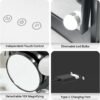 Hollywood Vanity Mirror with Lights 8 Dimmable Bulbs, 3 Color Light, Touch Control, LED Lighted Makeup Mirrors for Dorm, Detachable 10X Magnification Mirror Black