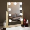Makeup Vanity Mirror with Lights, 10X Magnification Hollywood Lighted Mirror with 9 Dimmer Led Bulbs, Plug in Light-up Beauty Mirror, Touch Screen Lighted Table Set Mirror, 360°Rotation(White)