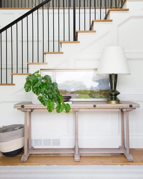 Fake Plants Indoor 8 Inch Artificial Monstera Leaves in Ceramic Pot - Faux Potted Tropical Palm Plant for Home Aesthetic Decor Living Room Shelf Office