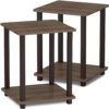 Simplistic Set of 2 End Table, Espresso/Black