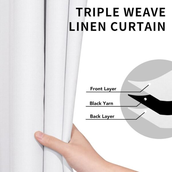 Linen Textured 100% Blackout Curtain 100x96 Inch Extra Wide Patio Sliding Door Curtain Solid Thermal Insulated Room Curtain for Bedroom, Living Room (1 Panel, White)