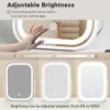 Travel Makeup Mirror with Lights, Portable Small Beauty LED Vanity Mirror with Lights, 1200mAh Battery, Dimmable Touch Screen, Tabletop Folding Compact Mirror,Women Gift