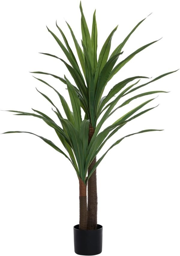 Dracaena Indoor Plant 4ft Tall Faux Plant Indoor Large Fake Plants Potted Yucca Tree Tropical Floor Plant Artificial Silk Palm Trees for Home Office Store Decor Housewarming Gift