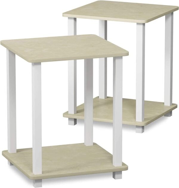 Simplistic Set of 2 End Table, Espresso/Black