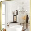 22x30 Inch Bronze Bathroom Mirror for Vanity, Brushed Bronze Metal Frame Mirror for Wall, Rounded Rectangle Bronze Frame Mirror with Tempered Glass, Anti-Rust (Horizontal/Vertical)