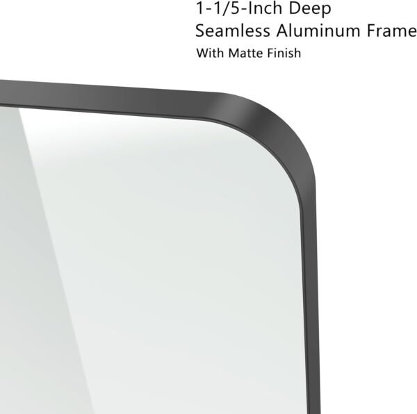 Black Bathroom Mirror for Wall, 24 x 36 Inch Rounded Rectangle Metal Framed Bathroom Wall Vanity Mirror Farmhouse, 1/4-inch Shatterproof Glass | Ultra-Flush Hanging