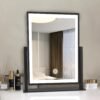 Vanity Mirror with Lights,16"×14" Makeup Mirror with Light Smart Touch Control Dimmable 3 Modes Lighted LED Mirror 360°Rotation Black