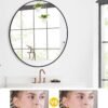 2024 New HD Eco-Friendly Round Mirror, Metal Framed Bathroom Mirror, Modern Cute Circle Mirror, Wall Mirror for Bathroom, Vanity, Living Room, Easy to Install, Matte Black (24 Inch)