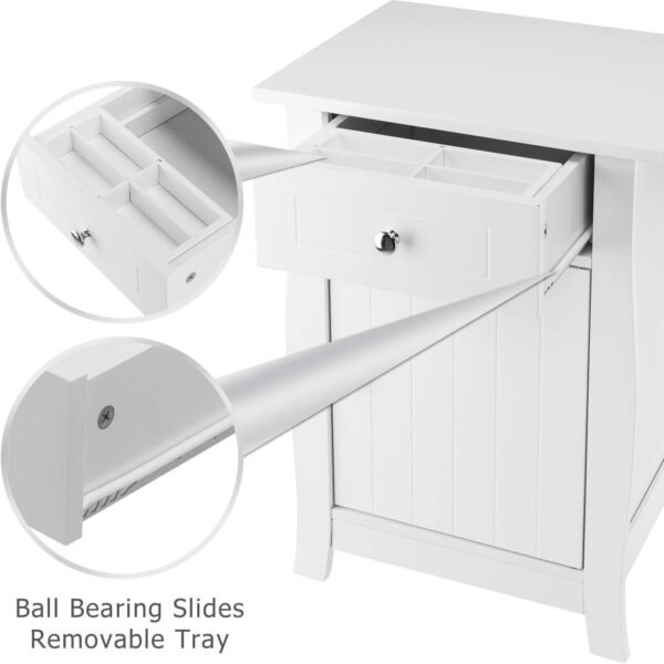 White Nightstand, Small Nightstand with Drawer and Door Cabinet, Wood Nightstand with Storage Organizer, Bedside Table with Drawers, Bedroom Nightstand, End Tables Living Room, Kids' Room, Dorm