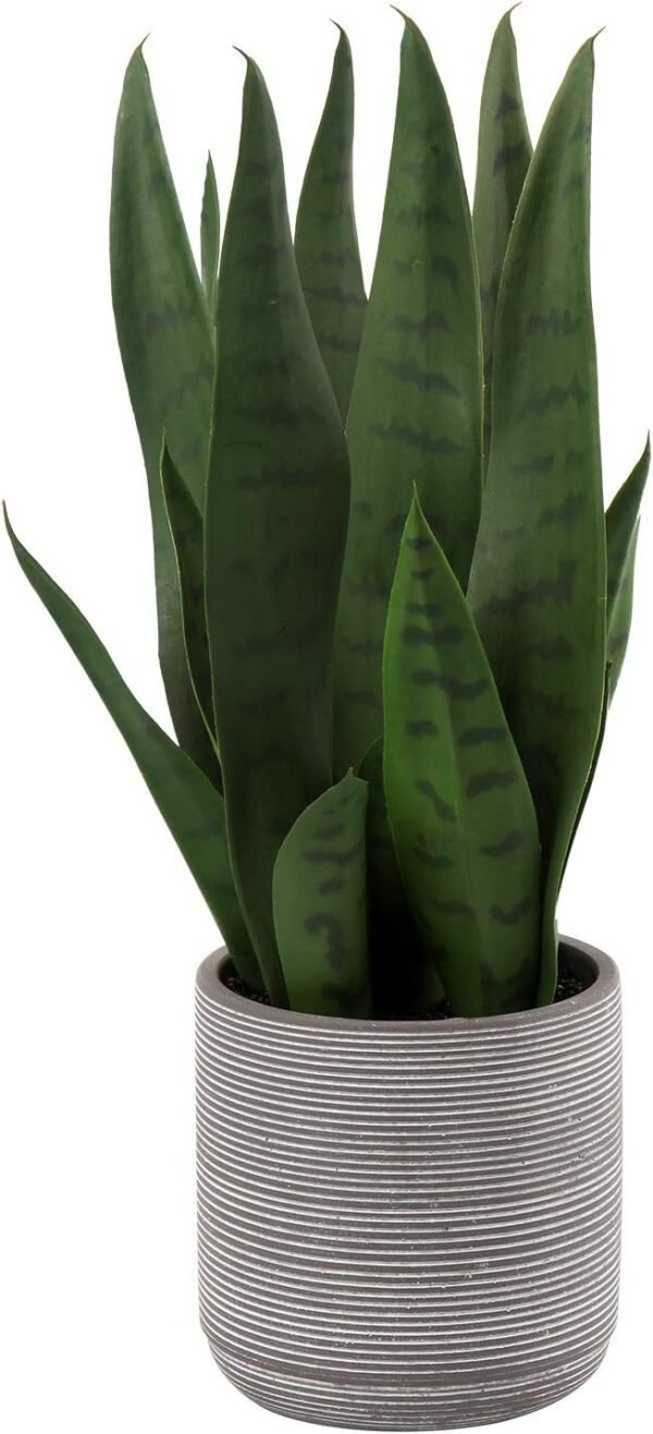 Fake Snake Plant 16" Faux Potted Plant Artificial Snake Plant with White Ceramic Pot Sansevieria Plant Perfect for House Modern Living Room Office Housewarming Gift Indoor Decor