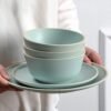 Melamine Dinnerware Sets, Plates and Bowls Sets 12 Pcs, Melamine Plates, Dish Set for 4, Unbreakable Dinnerware Set for Party, BPA Free, Suitable Indoors and Outdoors (Mint Green)
