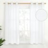 Natural Linen Curtains 63 Inch Length 2 Panels Bronze Grommet Linen Textured Short Window Drapes Light Filtering for Living Room Bedroom, 52 X 63 Inch