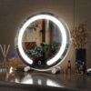 13 Inch Vanity Mirror with Lights, LED Makeup Mirror for Bedroom Makeup, Light up Mirror Smart Touch Control 3 Colors Dimmable, 360 Rotation (White)