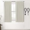 Blackout Curtains 96 Inches Long 2 Panel Set for Living Room,Black Out Room Darkening Thermal Pleated Back Tab Hooks Rings Pleat 8 FT Track Ceiling to Floor Length Curtains for Bedroom Window,Cream