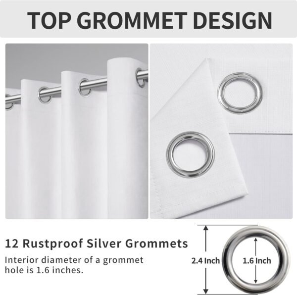 Linen Textured 100% Blackout Curtain 100x96 Inch Extra Wide Patio Sliding Door Curtain Solid Thermal Insulated Room Curtain for Bedroom, Living Room (1 Panel, White)