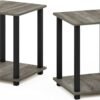 Simplistic Set of 2 End Table, Espresso/Black