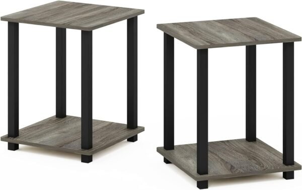 Simplistic Set of 2 End Table, Espresso/Black