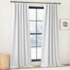 Faux Linen Curtains 90 inches Long for Doorway, Pinch Pleated Thick Room Darkening Window Treatments Noise Reducing Privacy for Living Room/Bedroom, Natural, W34 x L90, 2 Panels