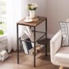 Tall Side End Table,Nightstands Shelf Storage Organizer with Versatile Metal Basket for Telephone Entryway/Living Room/Bedroom/Kitchen,31" H, 1 Set, Rustic Brown