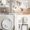 2024 New HD Eco-Friendly Round Mirror, Metal Framed Bathroom Mirror, Modern Cute Circle Mirror, Wall Mirror for Bathroom, Vanity, Living Room, Easy to Install, Matte Black (24 Inch)