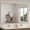 7135ef9hcwL._AC_SL1500.jpg Black Metal Framed Bathroom Mirrors for Wall, 20 x 30 Inch Rounded Rectangle Bathroom Vanity Mirror, Matte Black Farmhouse Mirror with Seamless Frame, HD Tempered Glass(Horizontal/Vertical)