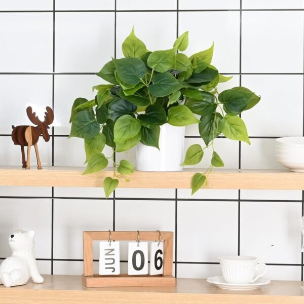 Faux Plants Indoor with Plastic Pots, Realistic Small Fake Plants, Fake Plants with Pothos, Fake Potted Plants, Artificial Plant for Home Shelf Bathroom Kitchen Office Indoor Outdoor Decor