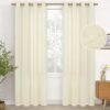 Natural Linen Curtains 63 Inch Length 2 Panels Bronze Grommet Linen Textured Short Window Drapes Light Filtering for Living Room Bedroom, 52 X 63 Inch