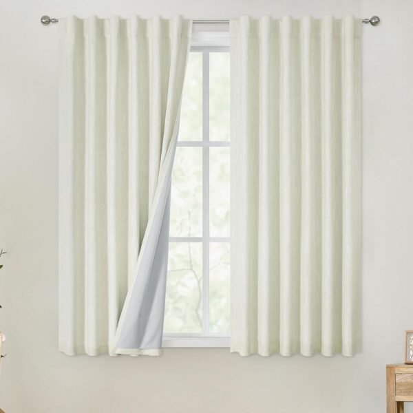 Chambray Blue Full Blackout Curtains 84 inch for Bedroom Living Room Darkening Soundproof Window Panels Thermal Insulated Rod Pocket Back Tab Grayish Blue Drapes 2 Panels 50" Wx84 L